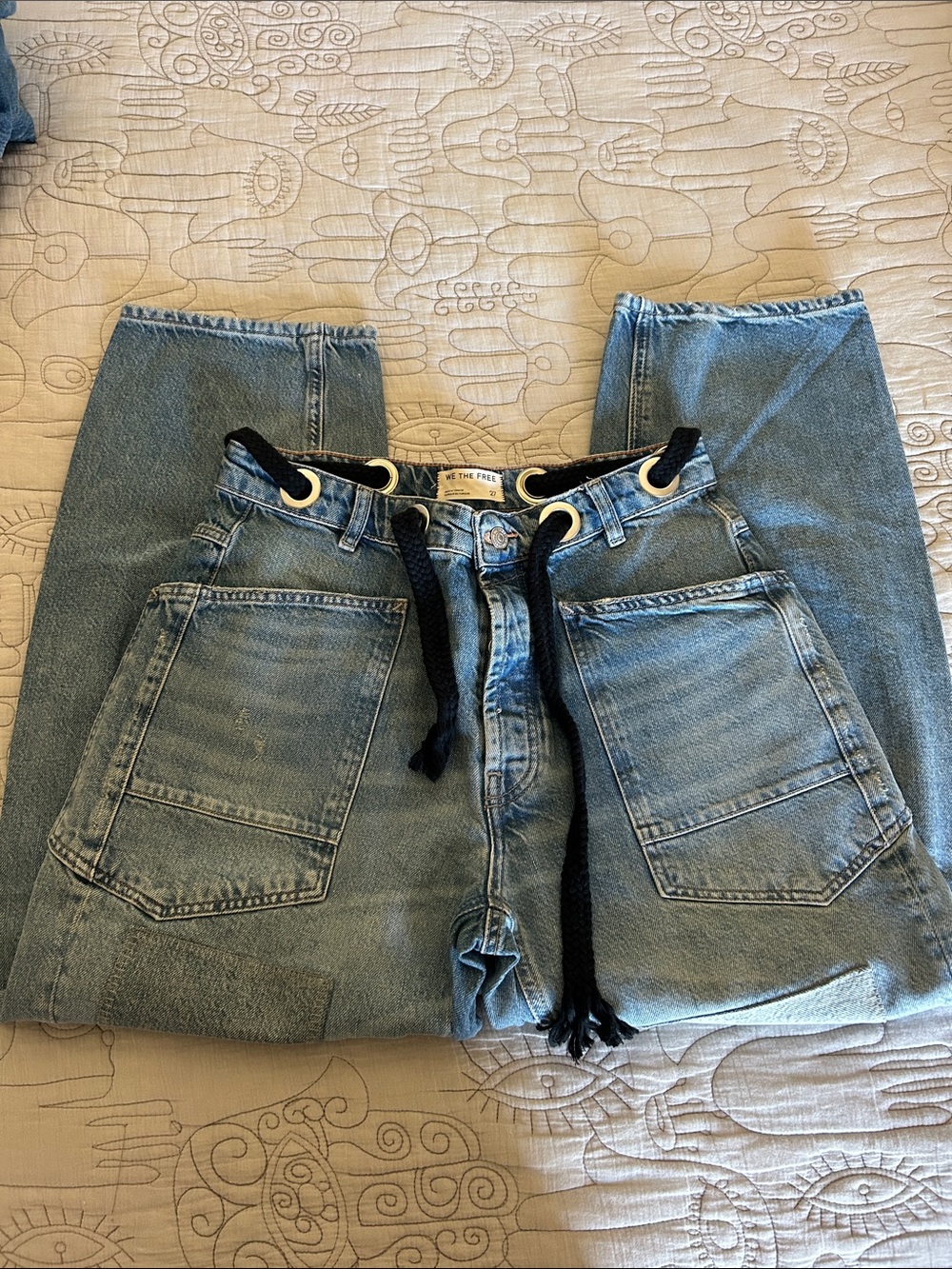 Free People We The Free Moxie Pull-On Barrel Jeans Truest Blue NWOT Size 27 - Picture 4 of 7